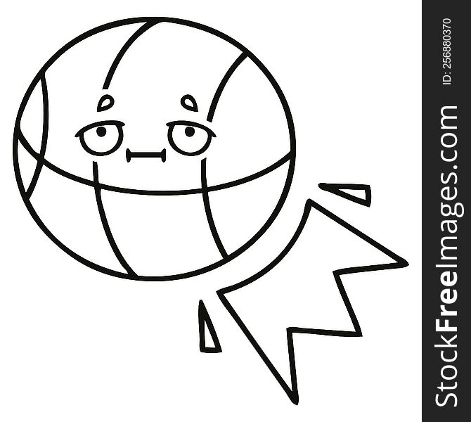 line drawing cartoon of a basketball