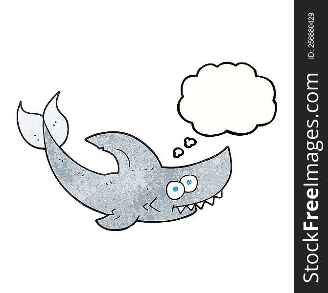 freehand drawn thought bubble textured cartoon shark