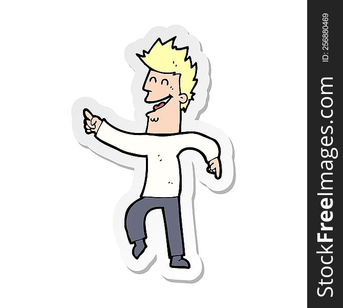 Sticker Of A Cartoon Man Pointing And Laughing
