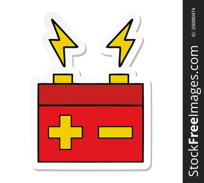 sticker of a cute cartoon electrical battery