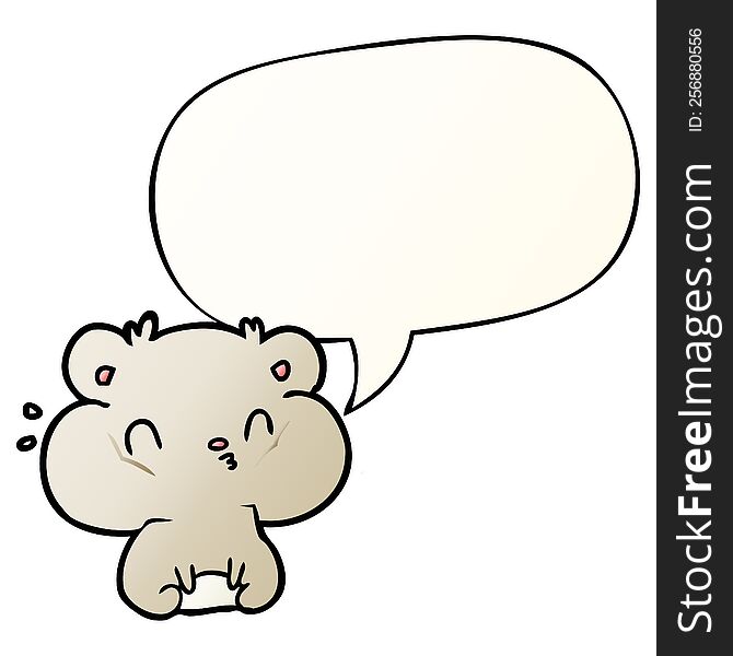 Cartoon Hamster And Full Cheek Pouches And Speech Bubble In Smooth Gradient Style