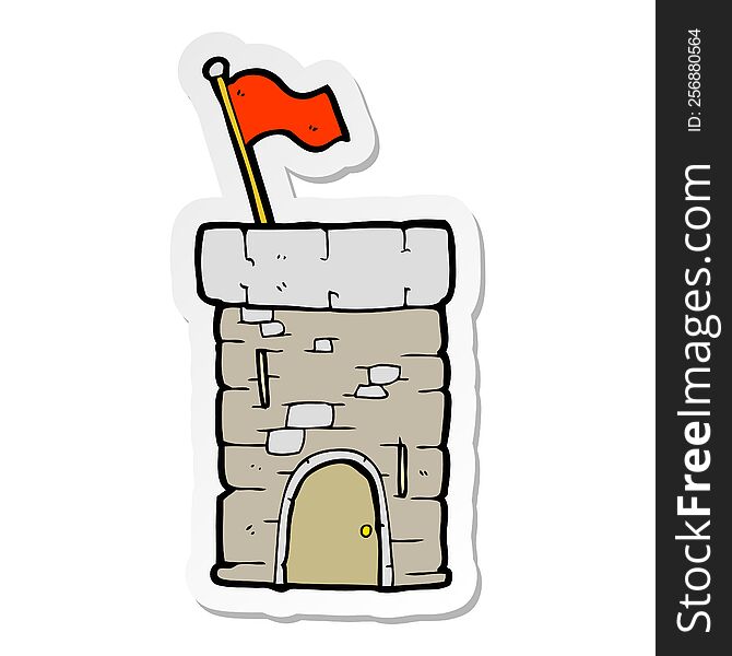 sticker of a cartoon old castle tower