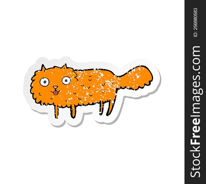 Retro Distressed Sticker Of A Cartoon Furry Cat