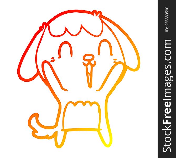 Warm Gradient Line Drawing Cute Cartoon Dog Crying