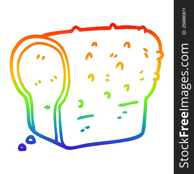 rainbow gradient line drawing of a cartoon wholemeal bread