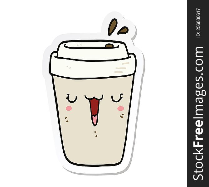 sticker of a cartoon coffee cup