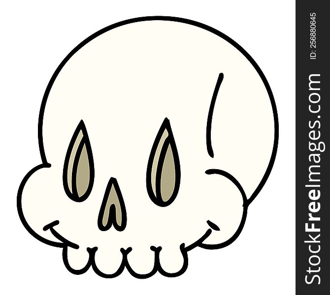 cartoon of a spooky skull. cartoon of a spooky skull