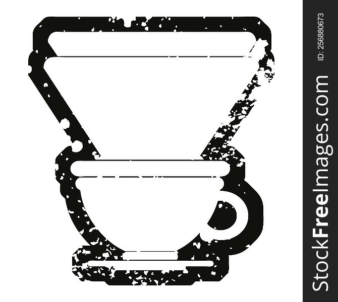 Distressed effect vector icon illustration of a filter coffee cup. Distressed effect vector icon illustration of a filter coffee cup