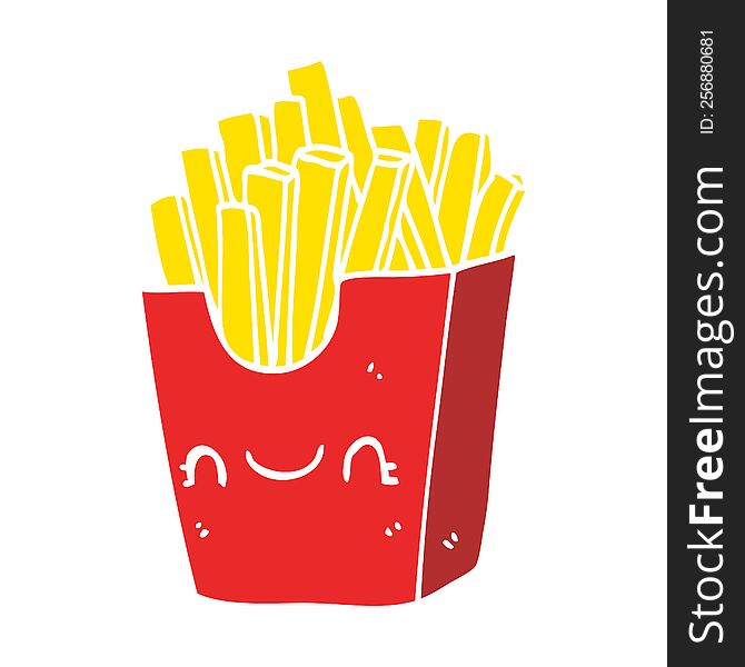 Flat Color Style Cartoon Fries In Box