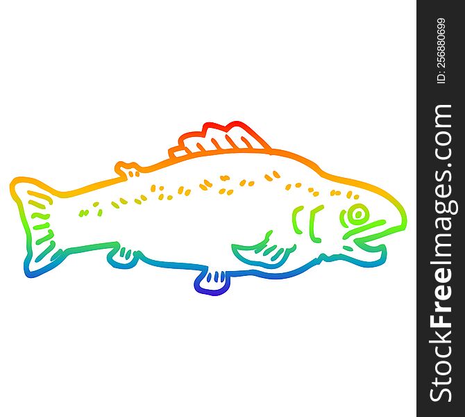 rainbow gradient line drawing cartoon large fish