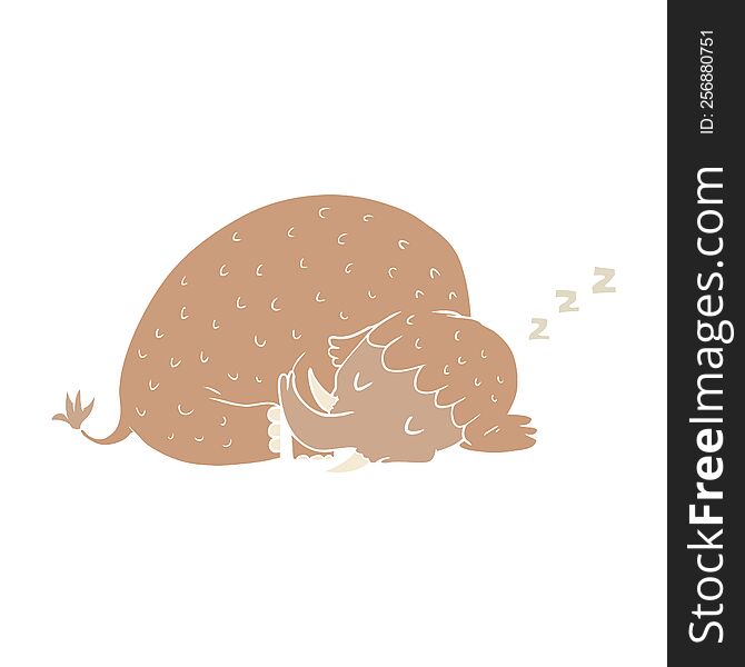 flat color style cartoon mammoth sleeping