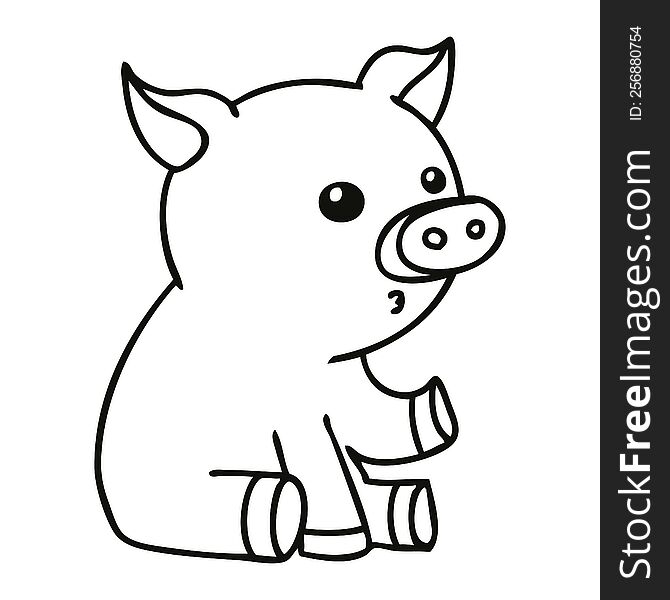 Quirky Line Drawing Cartoon Pig