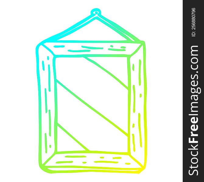 cold gradient line drawing of a cartoon mirror
