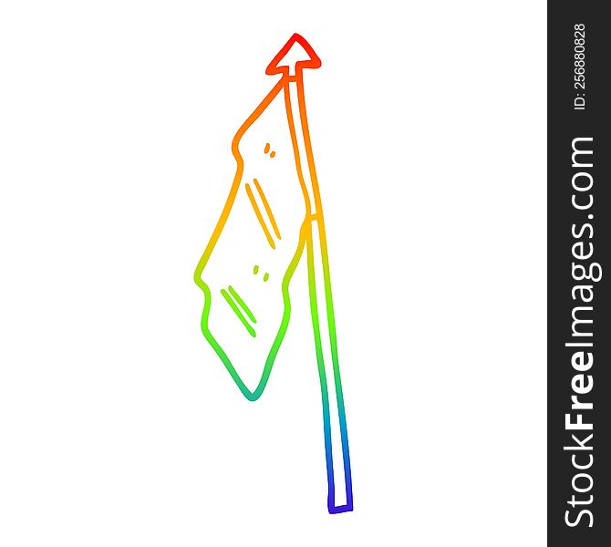 Rainbow Gradient Line Drawing Cartoon White Flag