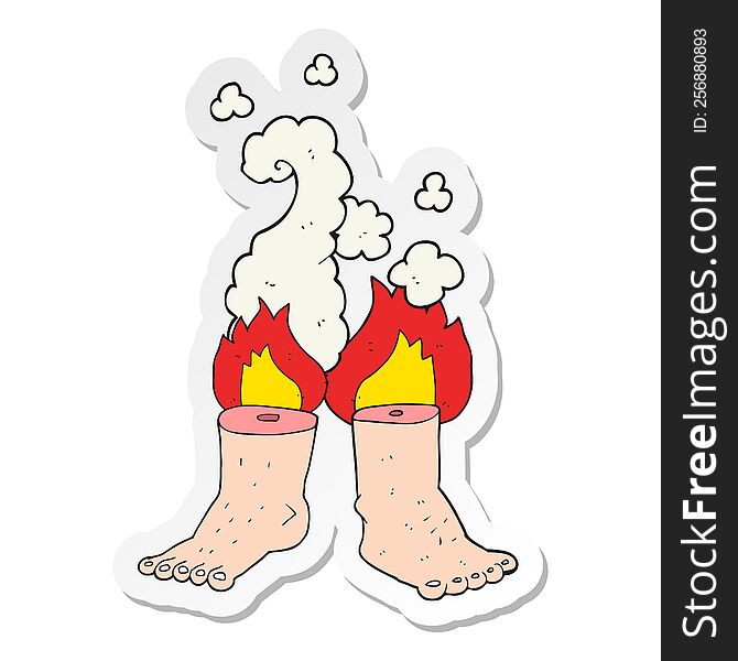 sticker of a cartoon of spontaneous human combustion