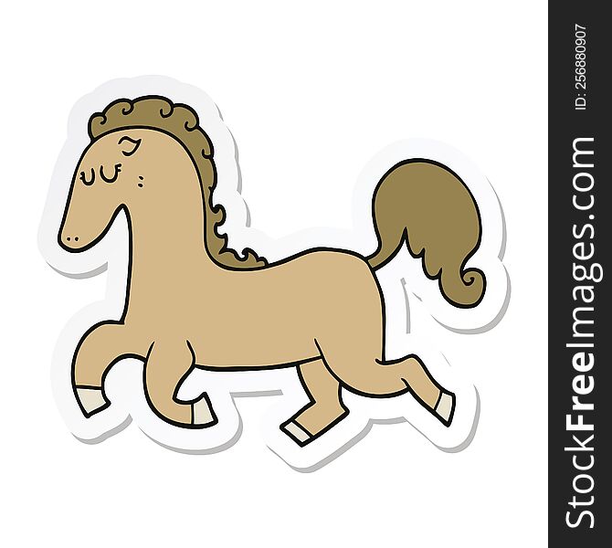 sticker of a cartoon horse running