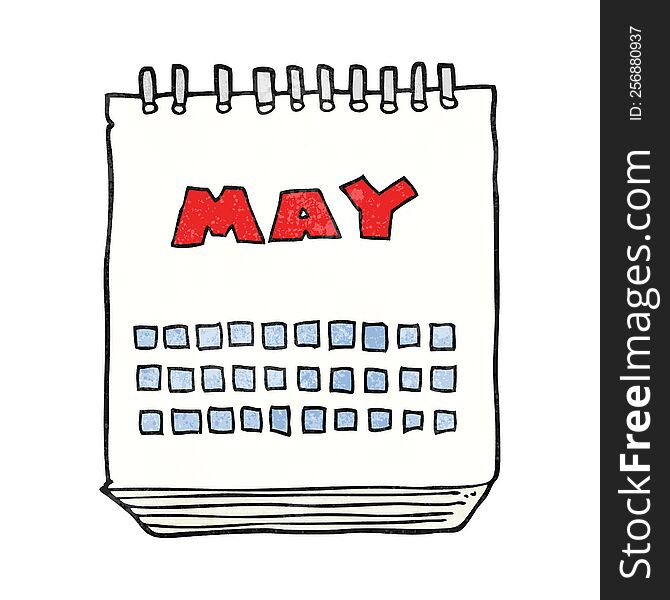 freehand textured cartoon calendar showing month of may