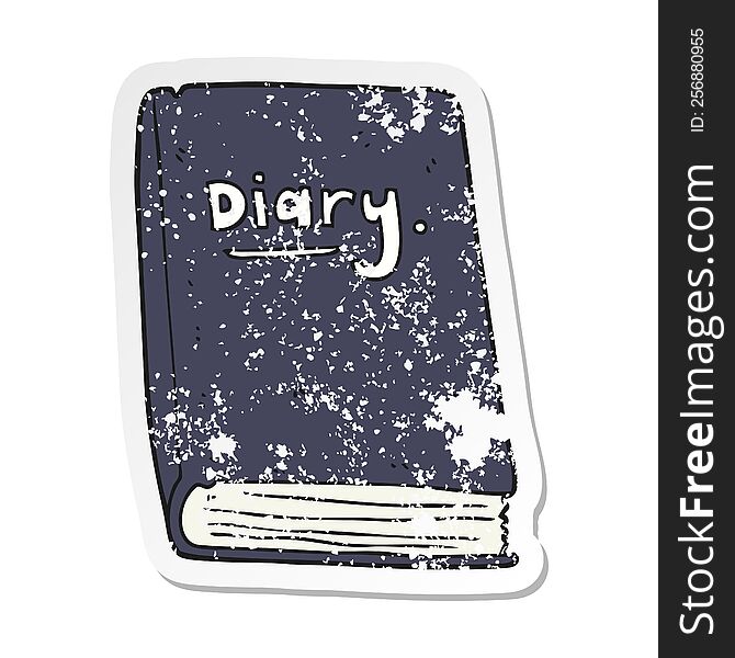 retro distressed sticker of a cartoon diary