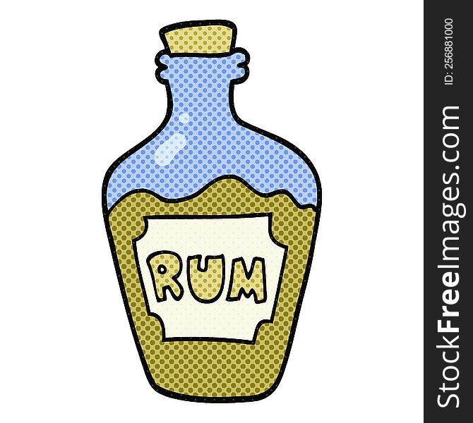 freehand drawn cartoon rum bottle
