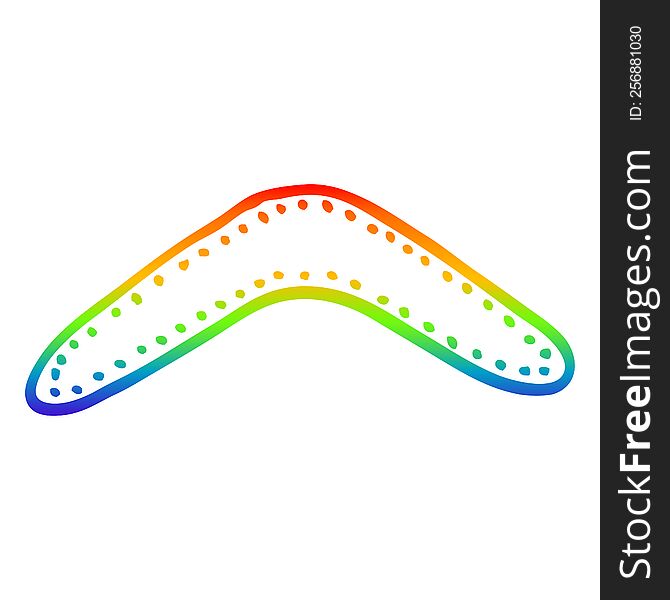 rainbow gradient line drawing of a cartoon boomerang