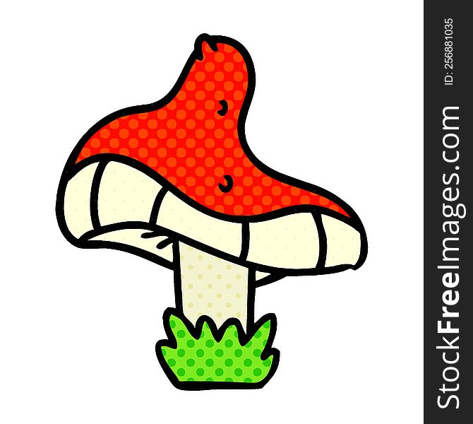 Cartoon Doodle Of A Single Mushroom