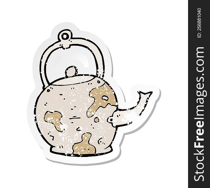 retro distressed sticker of a cartoon old tea pot