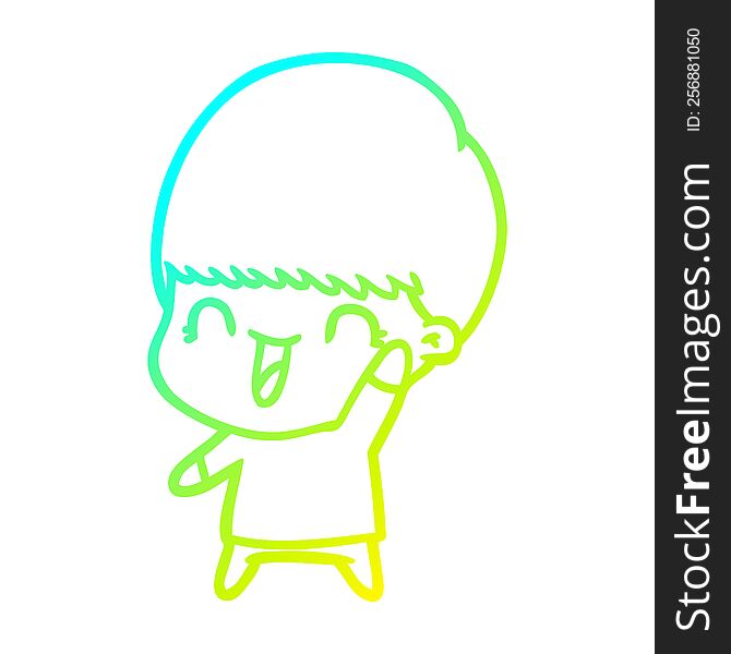 cold gradient line drawing happy cartoon boy