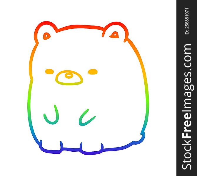 Rainbow Gradient Line Drawing Cute Sad Bear