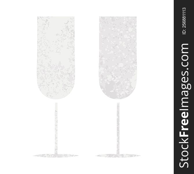 Retro Illustration Style Cartoon Champagne Flutes