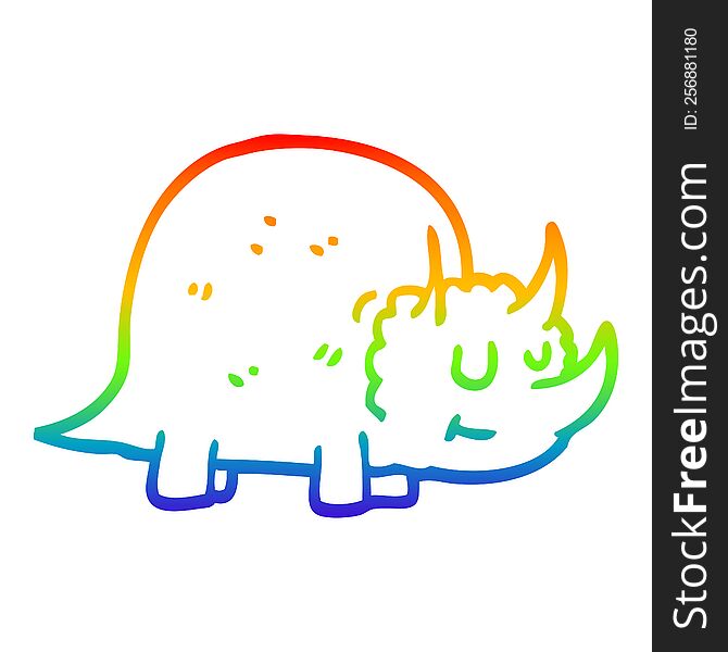 rainbow gradient line drawing cartoon prehistoric dinosaur