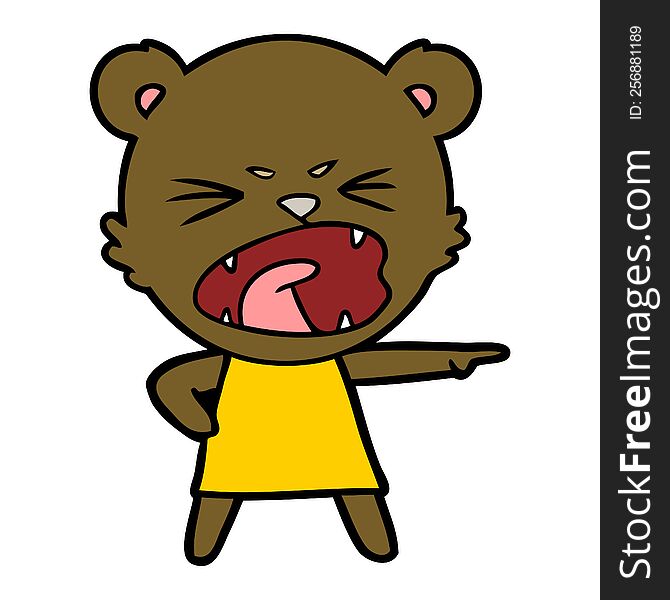 angry cartoon bear in dress shouting. angry cartoon bear in dress shouting