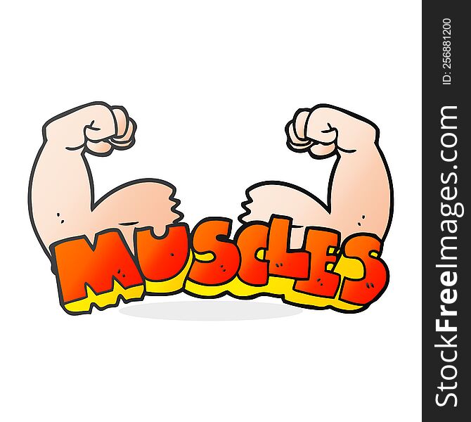 freehand drawn cartoon muscles symbol