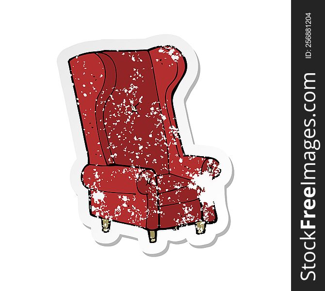 retro distressed sticker of a cartoon old chair