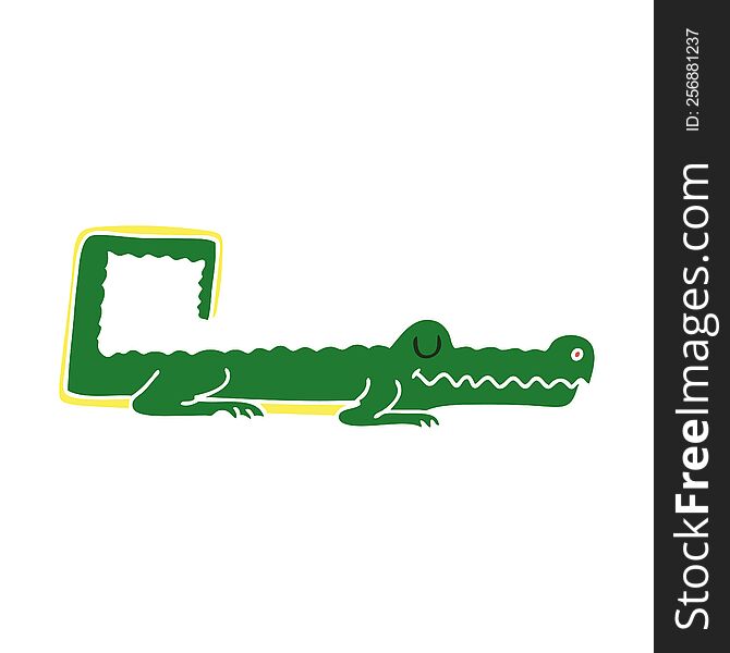 Quirky Hand Drawn Cartoon Crocodile