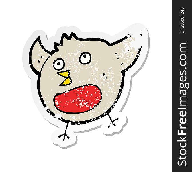 retro distressed sticker of a funny cartoon christmas robin