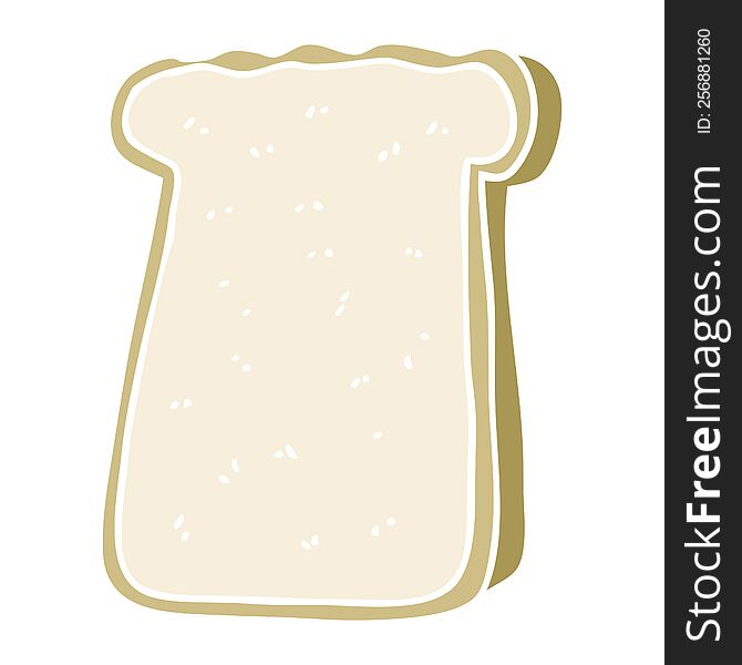 Flat Color Illustration Of A Cartoon Slice Of Toast
