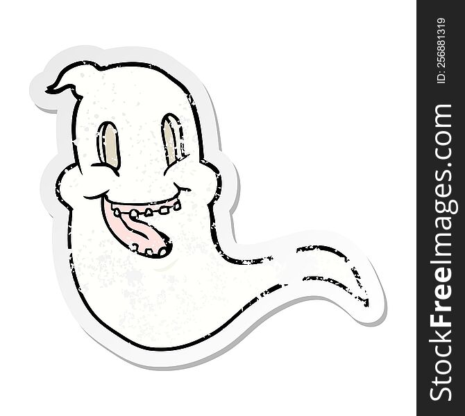 Distressed Sticker Of A Cartoon Spooky Ghost