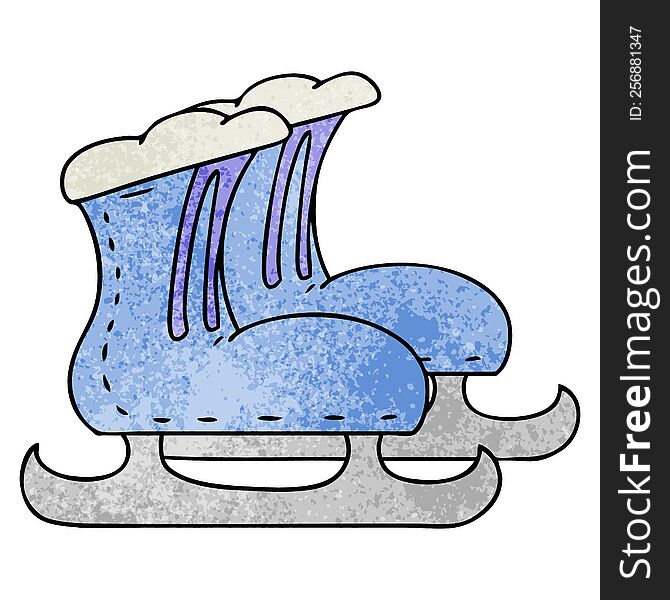 Textured Cartoon Doodle Ice Skate Boots