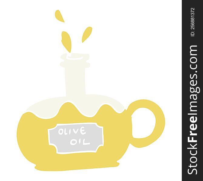 flat color illustration cartoon bottle of oilve oil