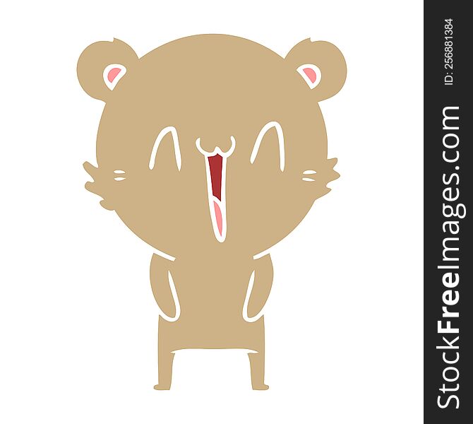Happy Bear Flat Color Style Cartoon