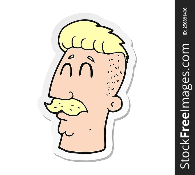 sticker of a cartoon man with hipster hair cut