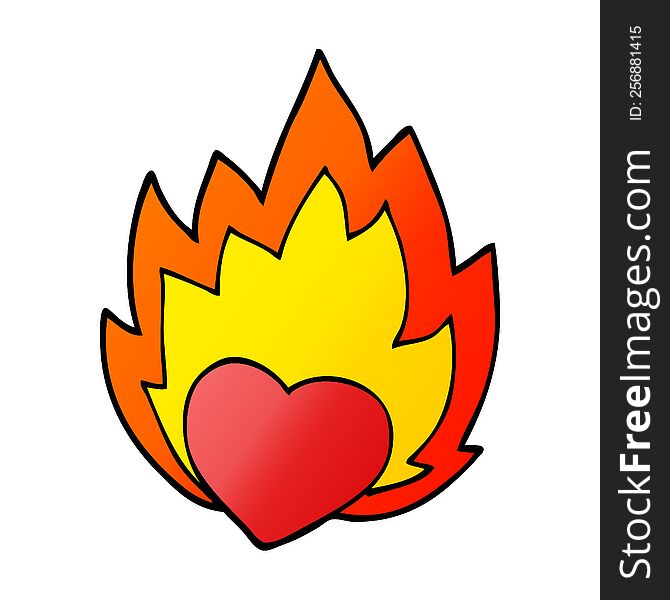 cartoon doodle flaming heart