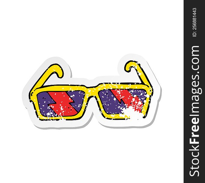 retro distressed sticker of a cartoon sunglasses