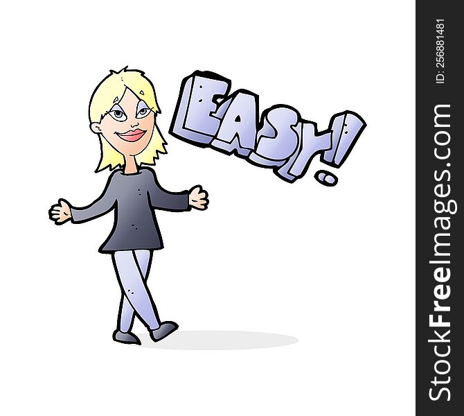 Cartoon Woman Saying Easy