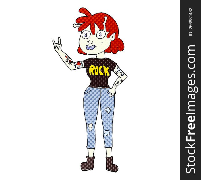 Cartoon Alien Rock Fan Girl