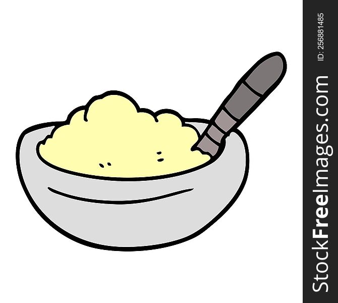cartoon doodle bowl of mashed potato