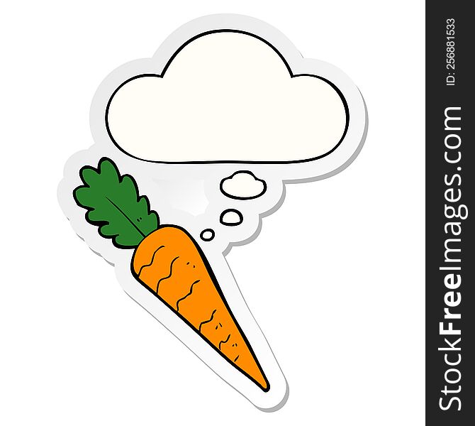 cartoon carrot with thought bubble as a printed sticker