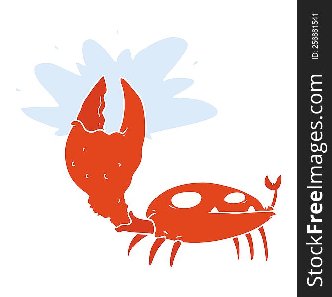 Flat Color Style Cartoon Crab With Big Claw