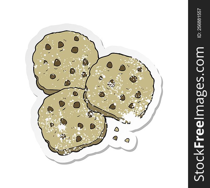 retro distressed sticker of a cartoon cookies