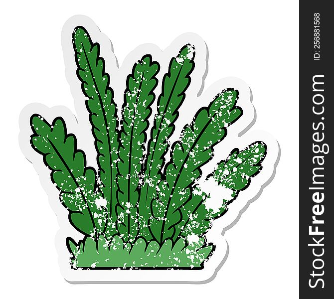 distressed sticker of a cartoon growing plants